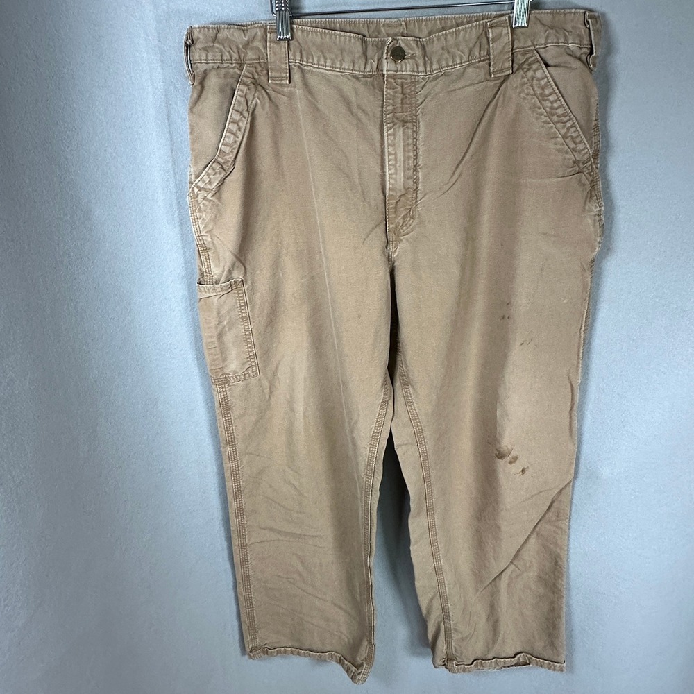 Carhartt Carpenter Pants Mens W40 Loose Tan Canvas Utility Workwear GUC